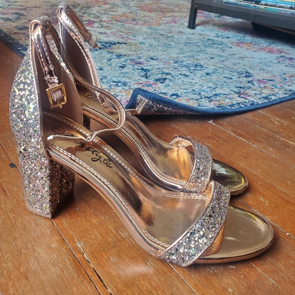 Herstyle Rose Gold Block Heels